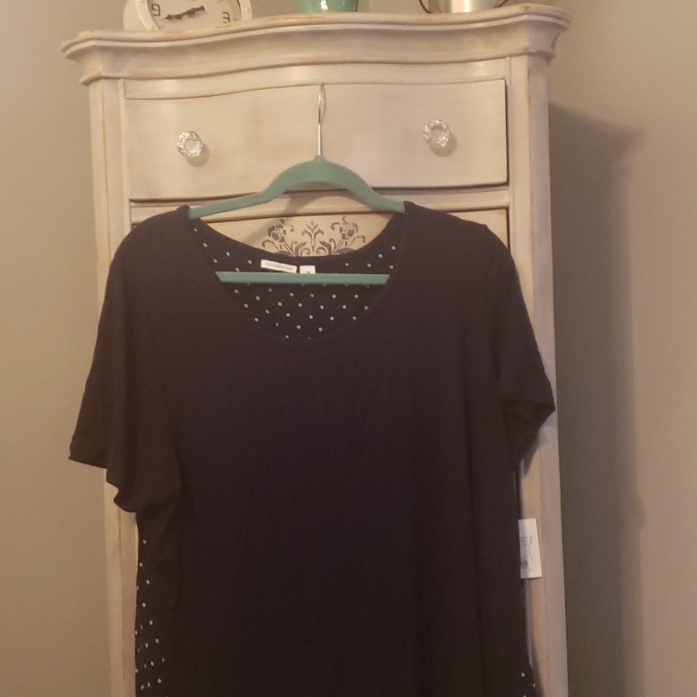 Womens nany blue and polka dot blouse